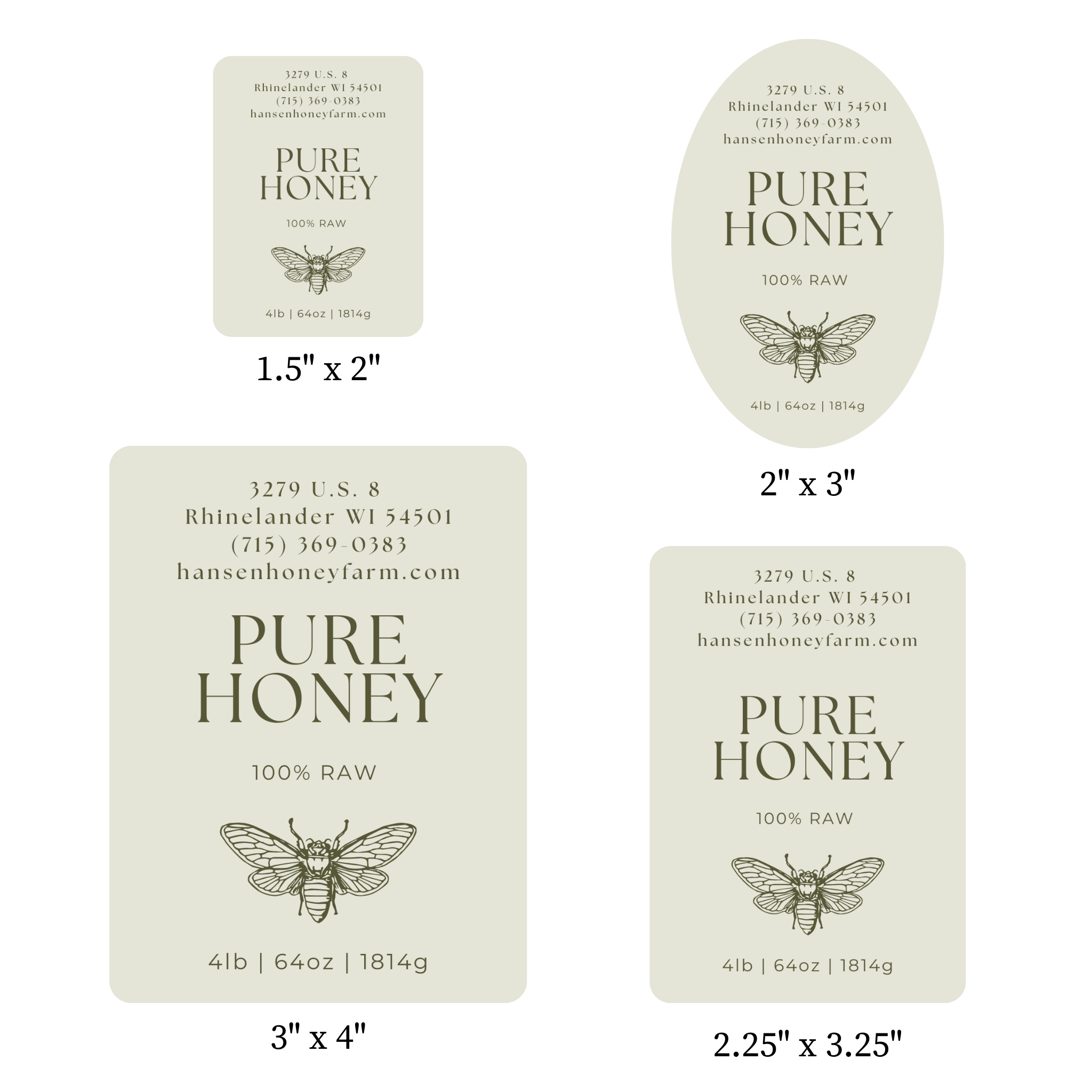 Elegant Green Honey Label