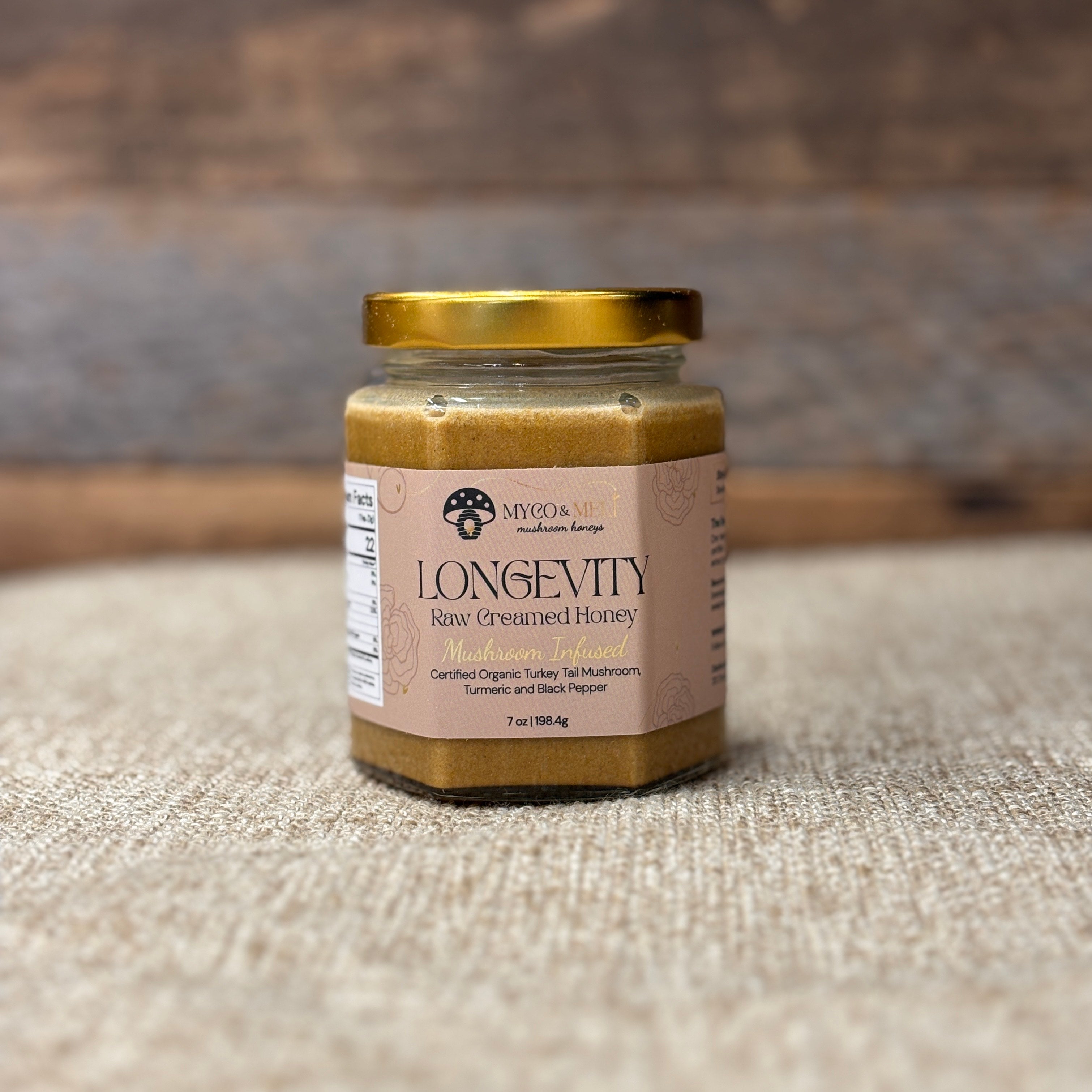 Longevity: Raw Creamed Honey with Organic Turkey Tail, Turmeric, and Black Pepper