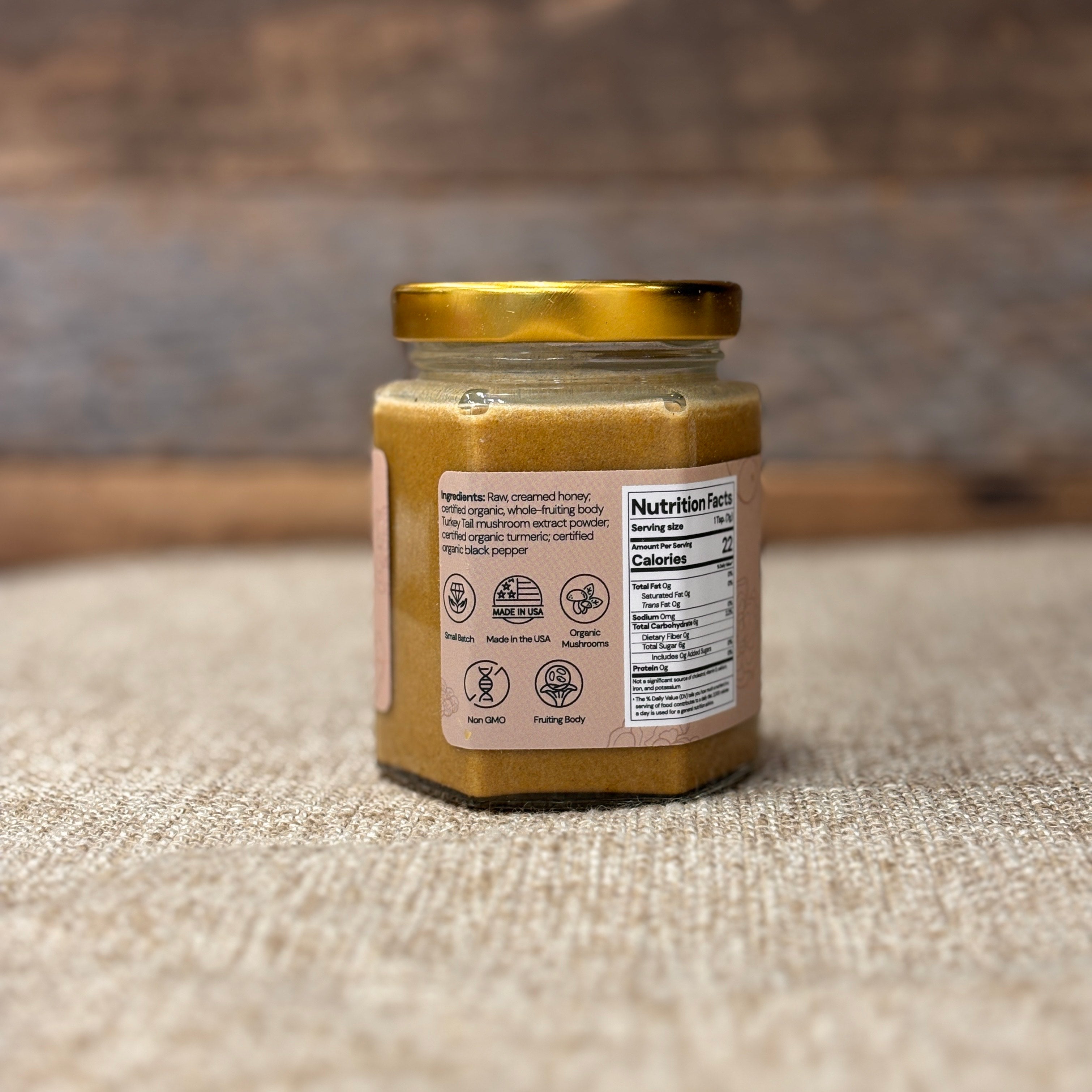 Longevity: Raw Creamed Honey with Organic Turkey Tail, Turmeric, and Black Pepper