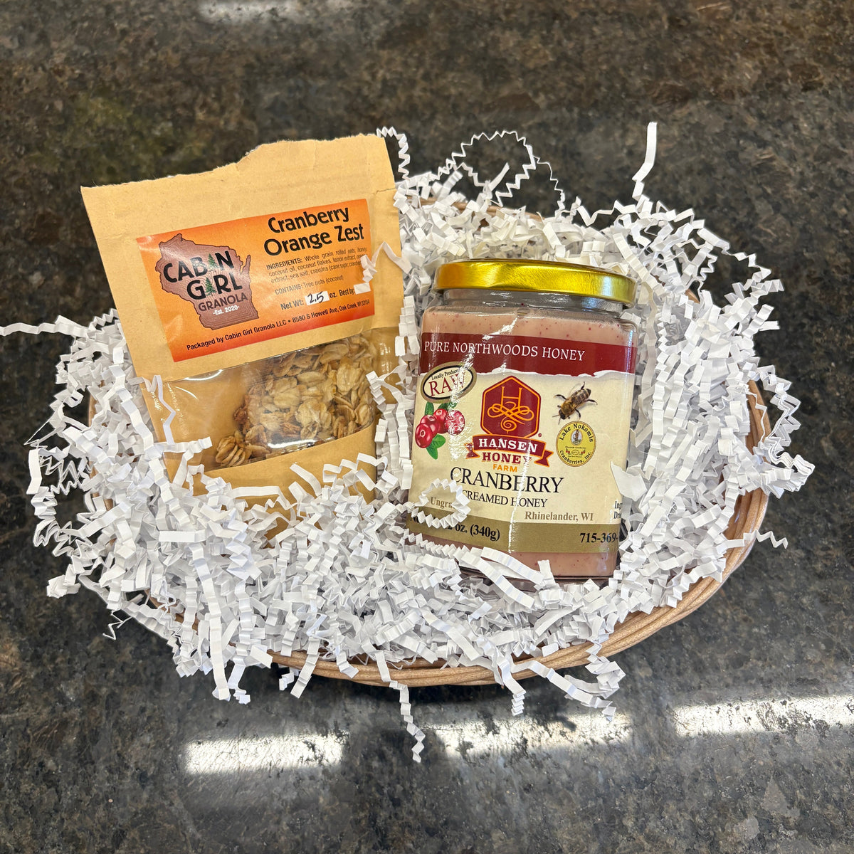 Cranberry Granola Gift Basket (Hansen Honey Farm LLC x Cabin Girl Granola LLC)