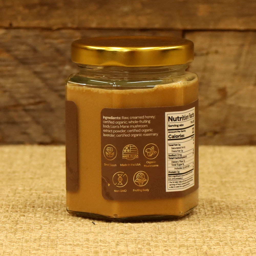 Serenity: Raw Creamed Honey with Organic Lion's Mane, Lavender, and Rosemary